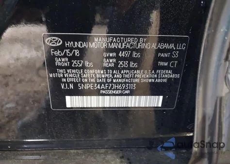 2018 Hyundai Sonata Sport из США, поврежденный, VIN 5NPE34AF7JH693113